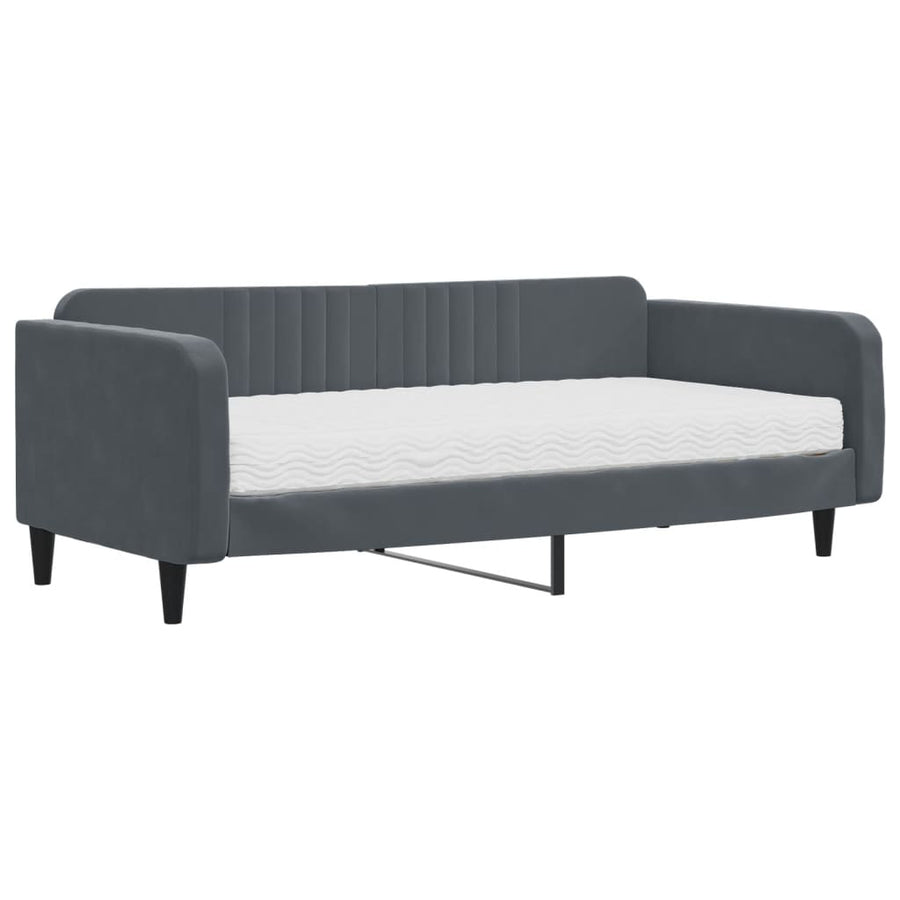 Slaapbank met matras 100x200 cm fluweel donkergroen