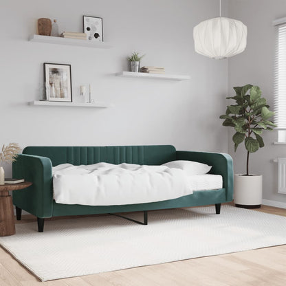 Slaapbank met matras 100x200 cm fluweel donkergroen 100 x 200 cm Donkergroen met matras