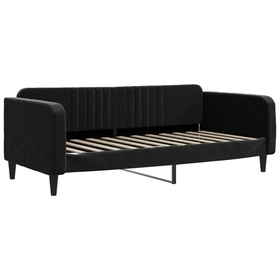 Slaapbank met matras 100x200 cm fluweel zwart 100 x 200 cm Zwart met matras