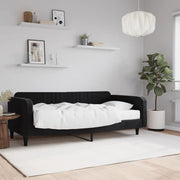 Slaapbank 100x200 cm fluweel zwart met matras