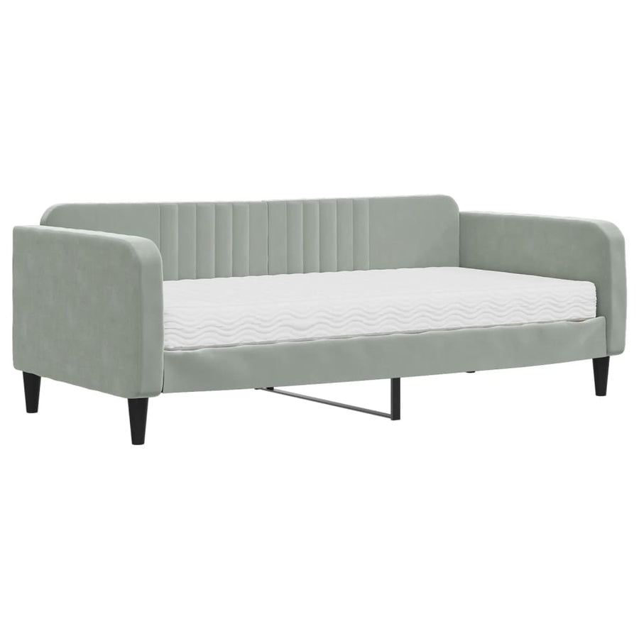 Slaapbank met matras 90x190 cm fluweel lichtgrijs