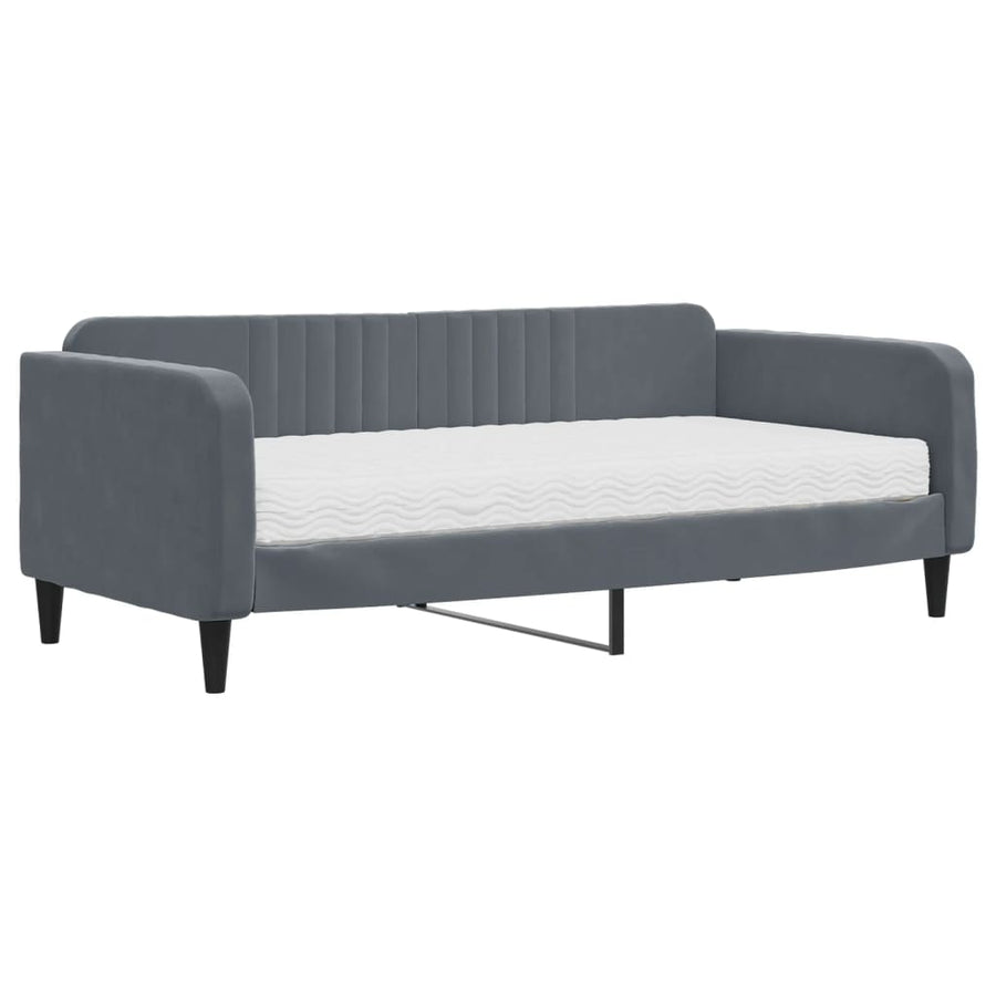Slaapbank met matras 90x190 cm fluweel donkergrijs