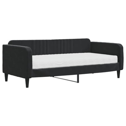 Slaapbank met matras 90x190 cm fluweel zwart