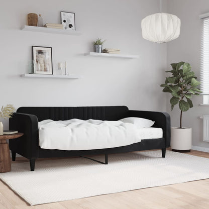 Slaapbank met matras 90x190 cm fluweel zwart