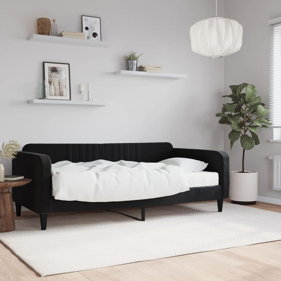 Slaapbank met matras 90x190 cm fluweel zwart