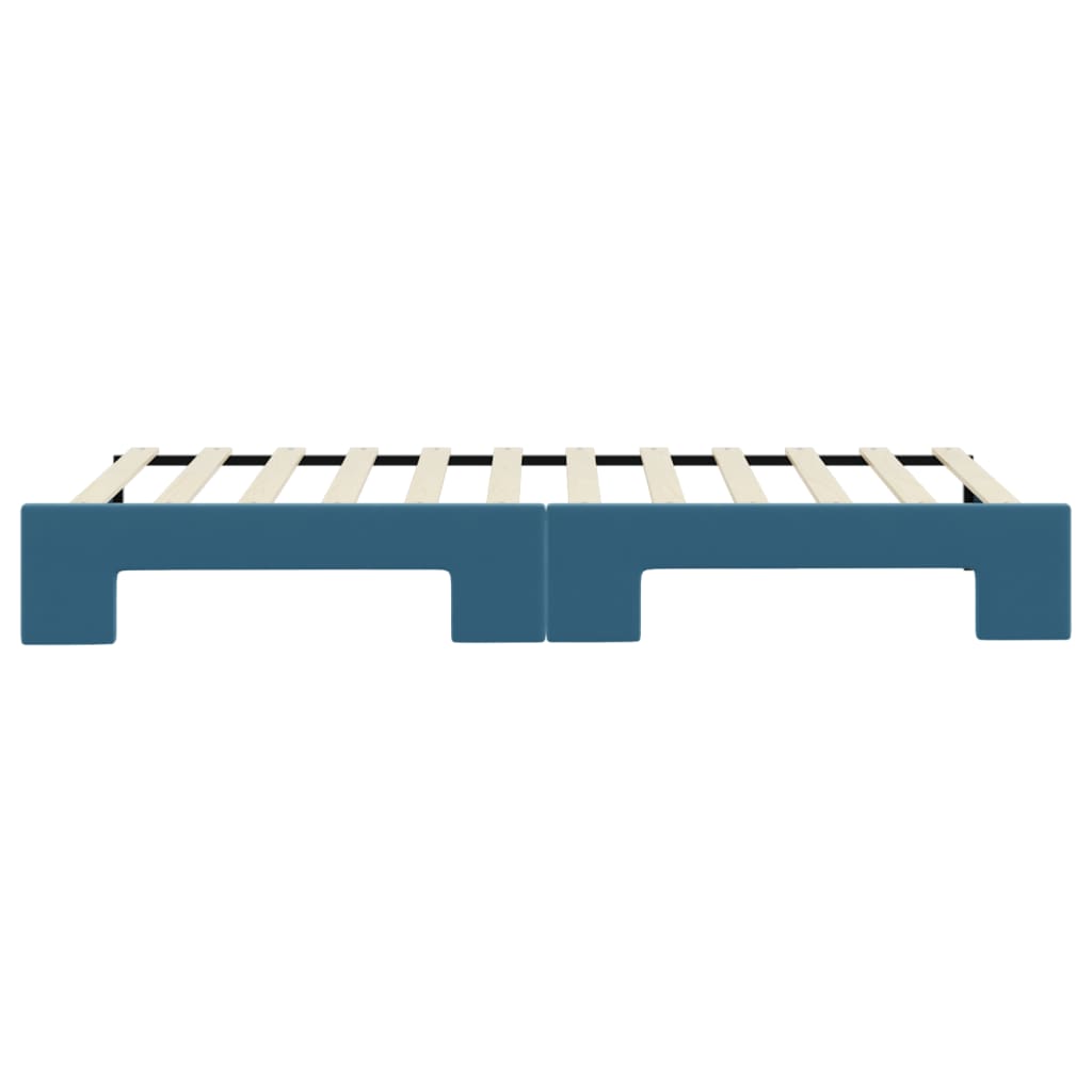 Slaapbank met onderschuifbed 80x200 cm fluweel blauw