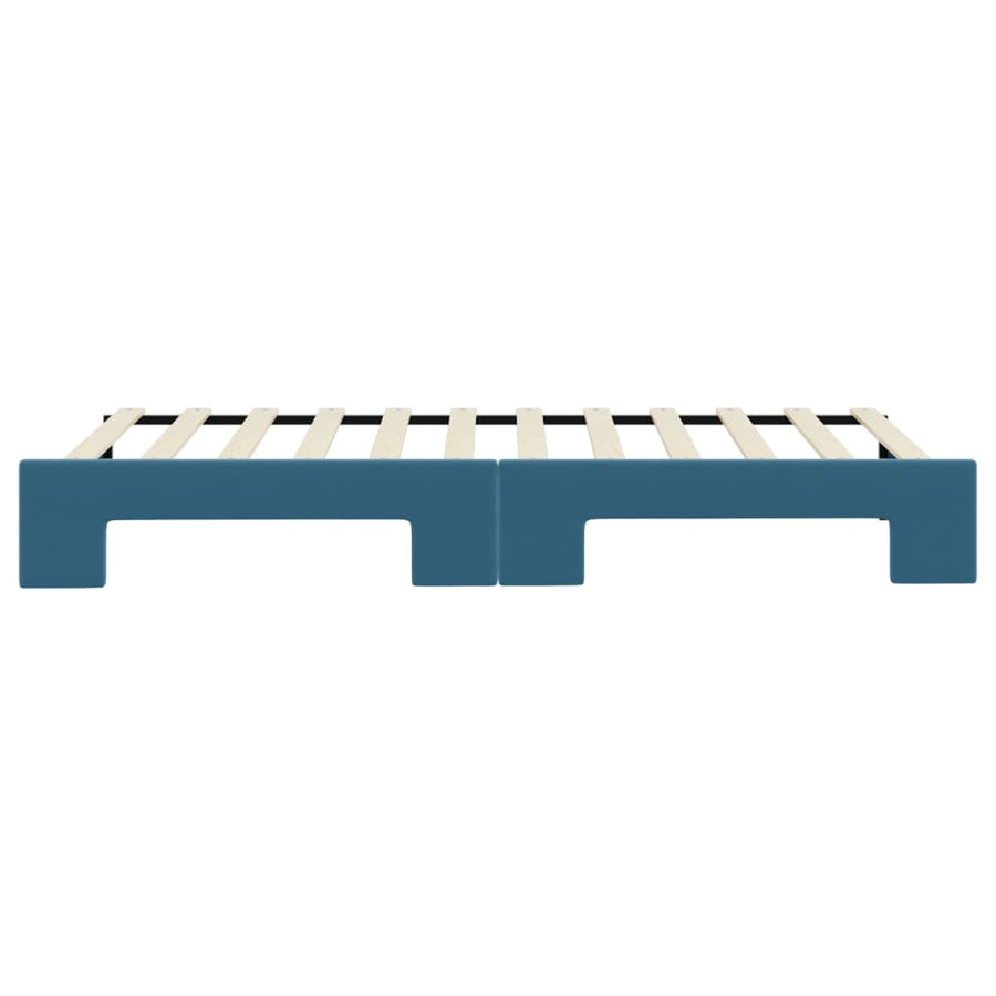 Slaapbank met onderschuifbed 80x200 cm fluweel blauw