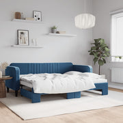 Slaapbank met onderschuifbed 80x200 cm blauw fluweel