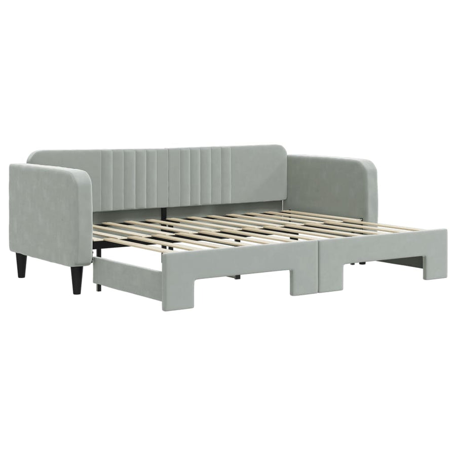 Slaapbank Fluweel Lichtgrijs 80 x 200 cm met onderschuifbed