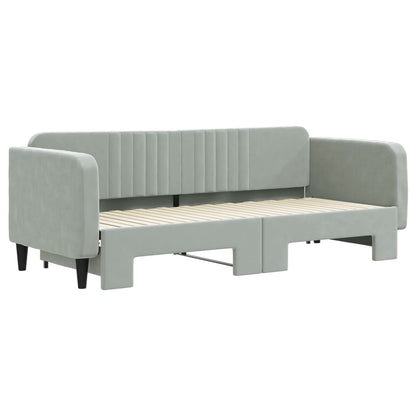 Slaapbank Fluweel Lichtgrijs 80 x 200 cm met onderschuifbed
