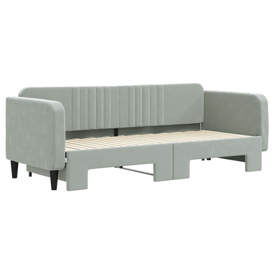 Slaapbank Fluweel Lichtgrijs 80 x 200 cm met onderschuifbed
