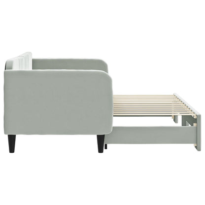 Slaapbank Fluweel Lichtgrijs 80 x 200 cm met onderschuifbed
