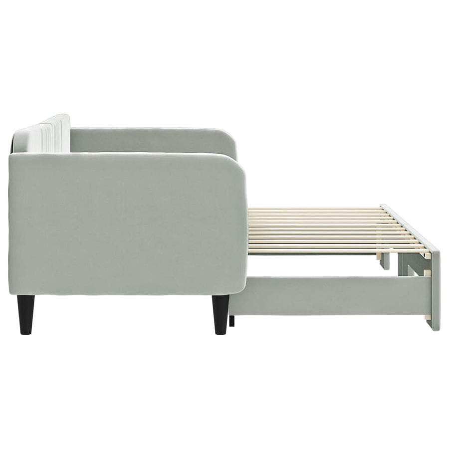 Slaapbank Fluweel Lichtgrijs 80 x 200 cm met onderschuifbed