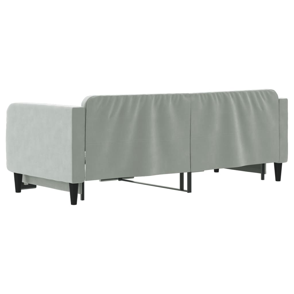 Slaapbank Fluweel Lichtgrijs 80 x 200 cm met onderschuifbed