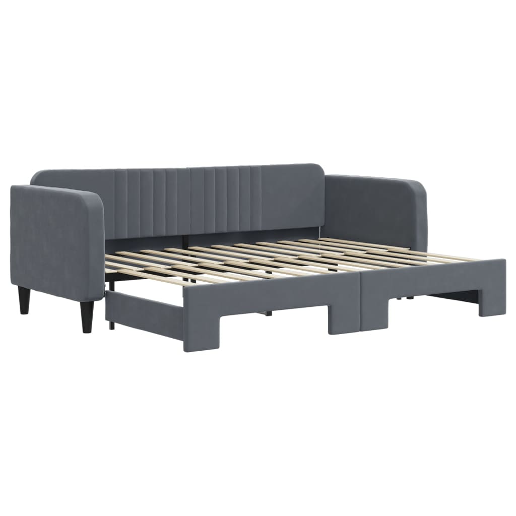 Slaapbank Fluweel Donkergrijs 80 x 200 cm met onderschuifbed