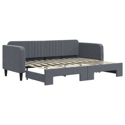 Slaapbank Fluweel Donkergrijs 80 x 200 cm met onderschuifbed
