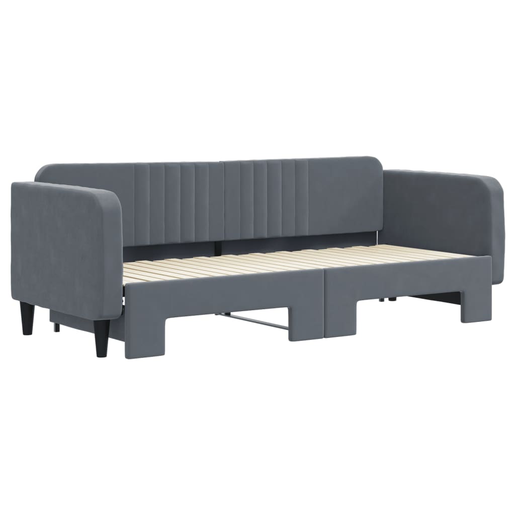 Slaapbank Fluweel Donkergrijs 80 x 200 cm met onderschuifbed