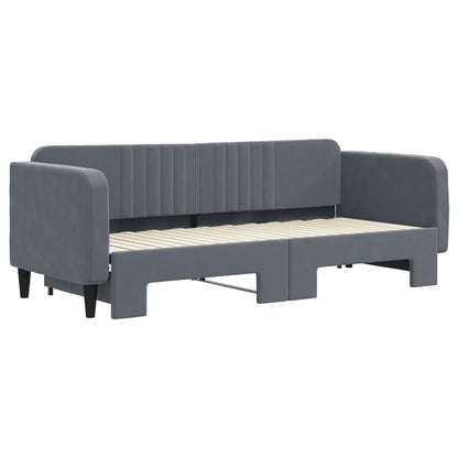 Slaapbank Fluweel Donkergrijs 80 x 200 cm met onderschuifbed