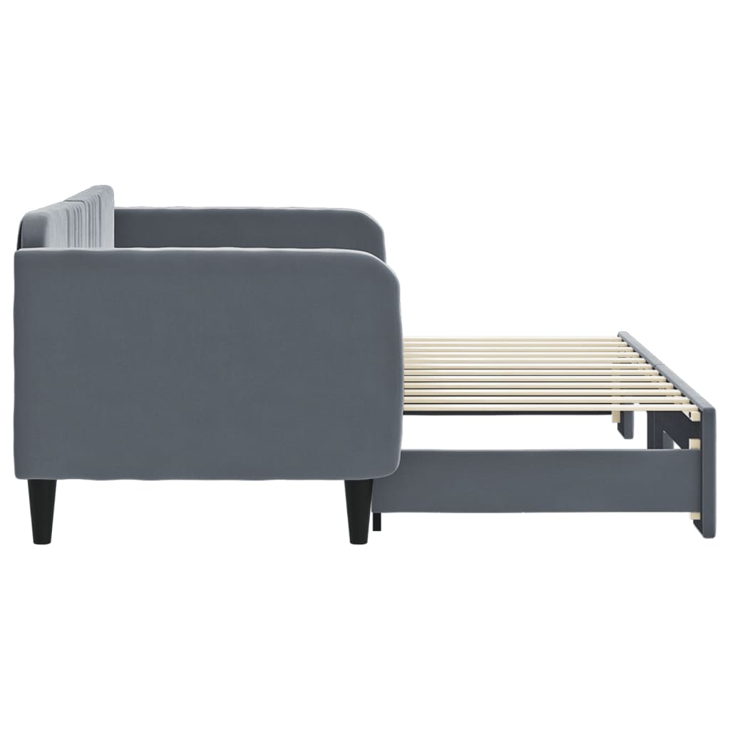 Slaapbank Fluweel Donkergrijs 80 x 200 cm met onderschuifbed