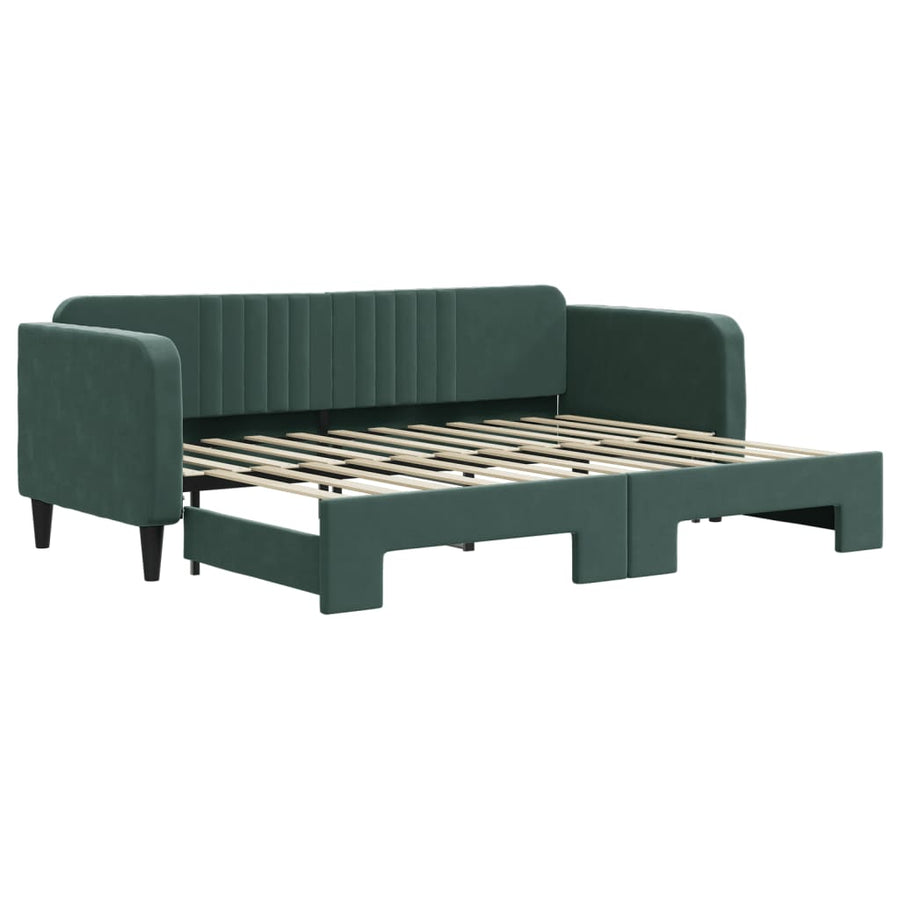 Slaapbank Fluweel Donkergroen 80 x 200 cm met onderschuifbed