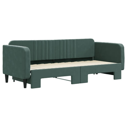 Slaapbank Fluweel Donkergroen 80 x 200 cm met onderschuifbed