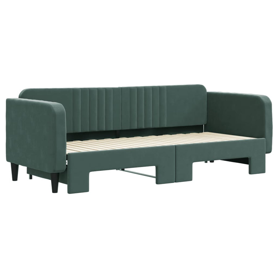 Slaapbank Fluweel Donkergroen 80 x 200 cm met onderschuifbed