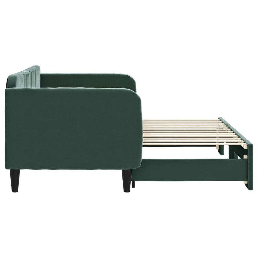 Slaapbank Fluweel Donkergroen 80 x 200 cm met onderschuifbed