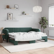 Slaapbank onderschuifbed 80x200 cm fluweel donkergroen