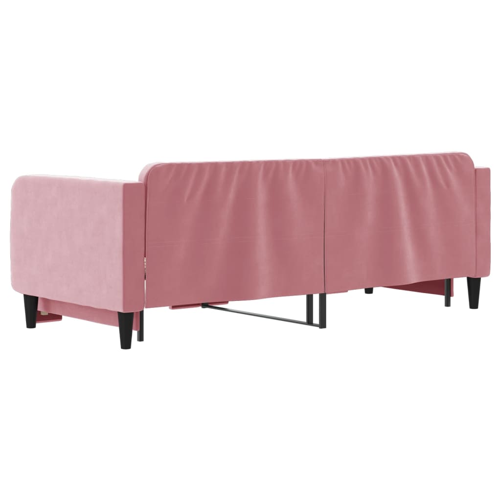 Slaapbank met onderschuifbed 80x200 cm fluweel roze