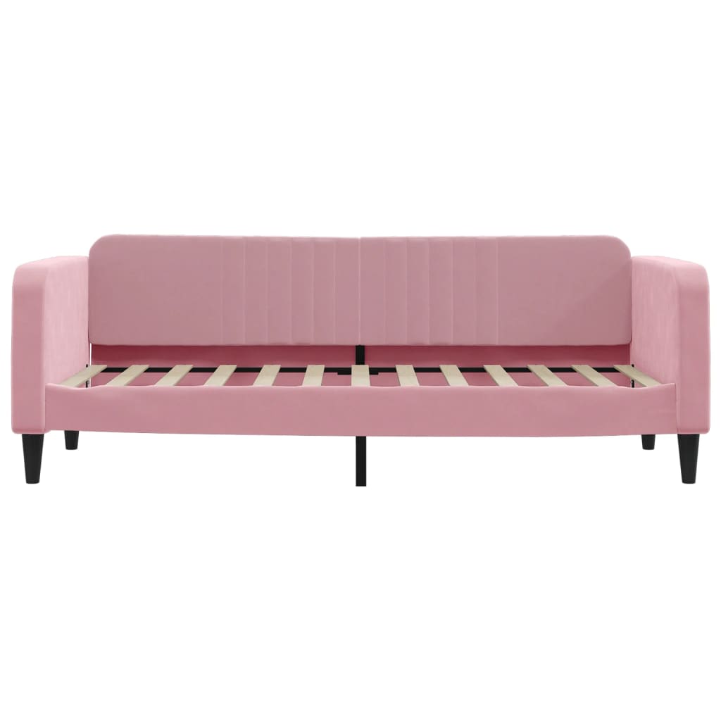 Slaapbank met onderschuifbed 80x200 cm fluweel roze