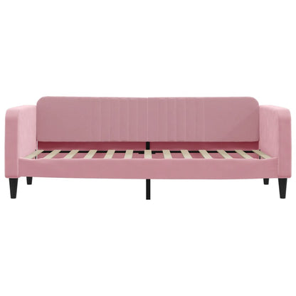 Slaapbank met onderschuifbed 80x200 cm fluweel roze
