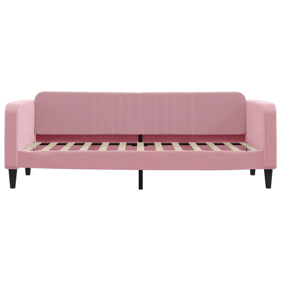 Slaapbank met onderschuifbed 80x200 cm fluweel roze