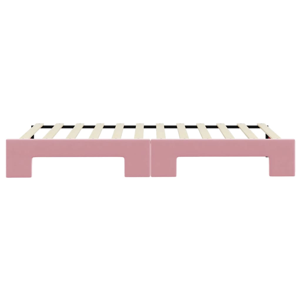 Slaapbank met onderschuifbed 80x200 cm fluweel roze