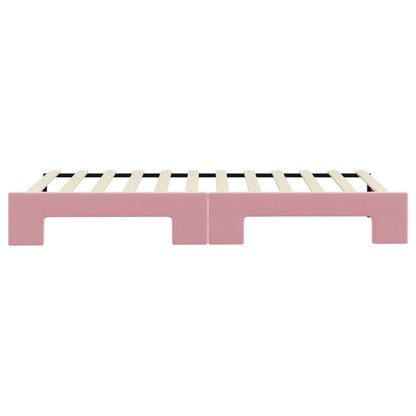 Slaapbank met onderschuifbed 80x200 cm fluweel roze