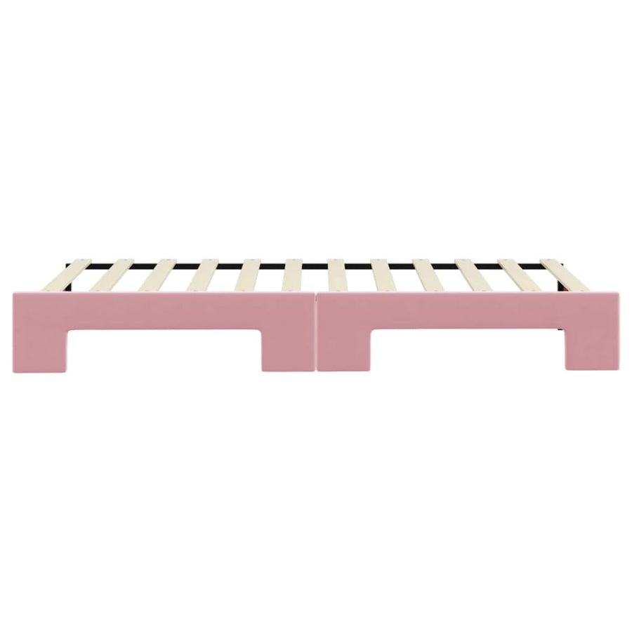 Slaapbank met onderschuifbed 80x200 cm fluweel roze