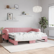 Slaapbank met onderschuifbed 80x200 cm roze
