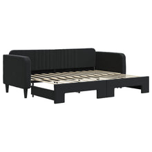 Slaapbank Fluweel 80 x 200 cm Zwart met onderschuifbed