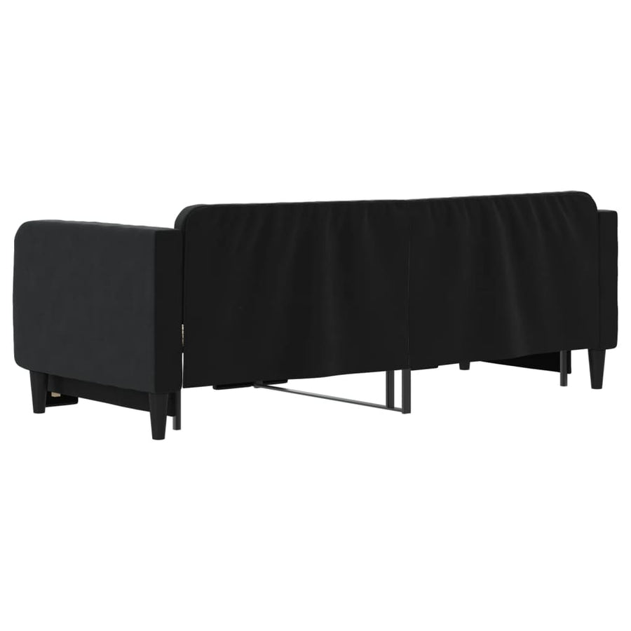 Slaapbank Fluweel 80 x 200 cm Zwart met onderschuifbed