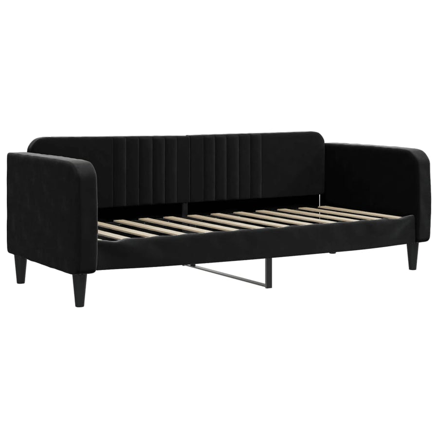 Slaapbank Fluweel 80 x 200 cm Zwart met onderschuifbed