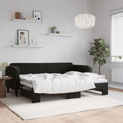 Slaapbank met onderschuifbed 80x200 cm zwart fluweel