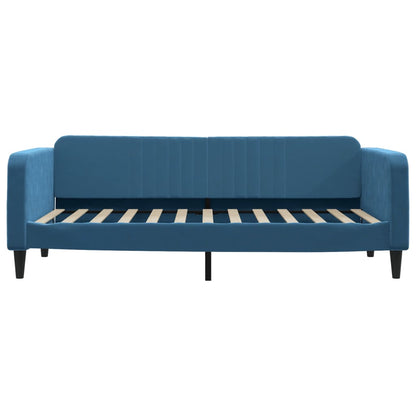 Slaapbank Met Onderschuifbed 90X200 Cm Fluweel Blauw 90 x 200 cm