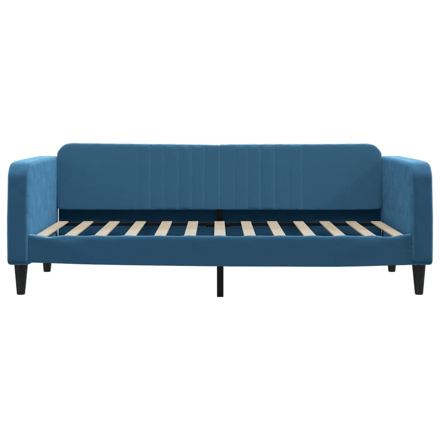 Slaapbank Met Onderschuifbed 90X200 Cm Fluweel Blauw 90 x 200 cm