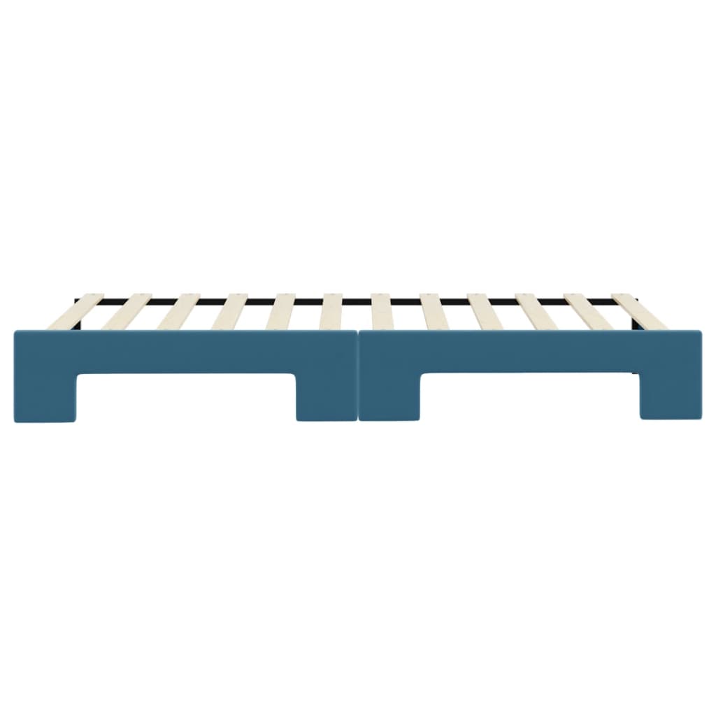 Slaapbank Met Onderschuifbed 90X200 Cm Fluweel Blauw 90 x 200 cm