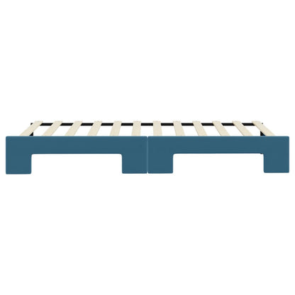 Slaapbank Met Onderschuifbed 90X200 Cm Fluweel Blauw 90 x 200 cm