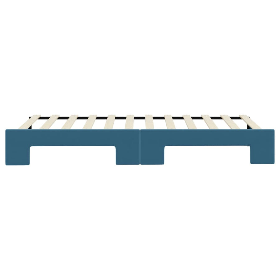 Slaapbank Met Onderschuifbed 90X200 Cm Fluweel Blauw 90 x 200 cm