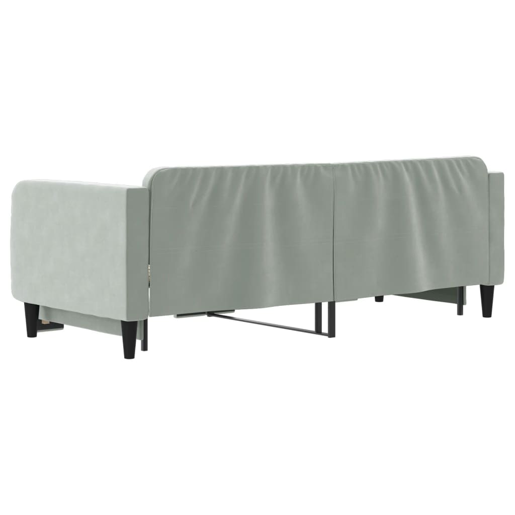 Slaapbank met onderschuifbed 90x200 cm fluweel lichtgrijs