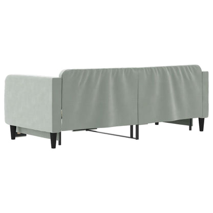 Slaapbank met onderschuifbed 90x200 cm fluweel lichtgrijs