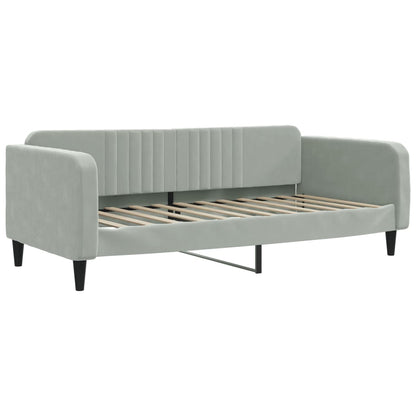 Slaapbank met onderschuifbed 90x200 cm fluweel lichtgrijs