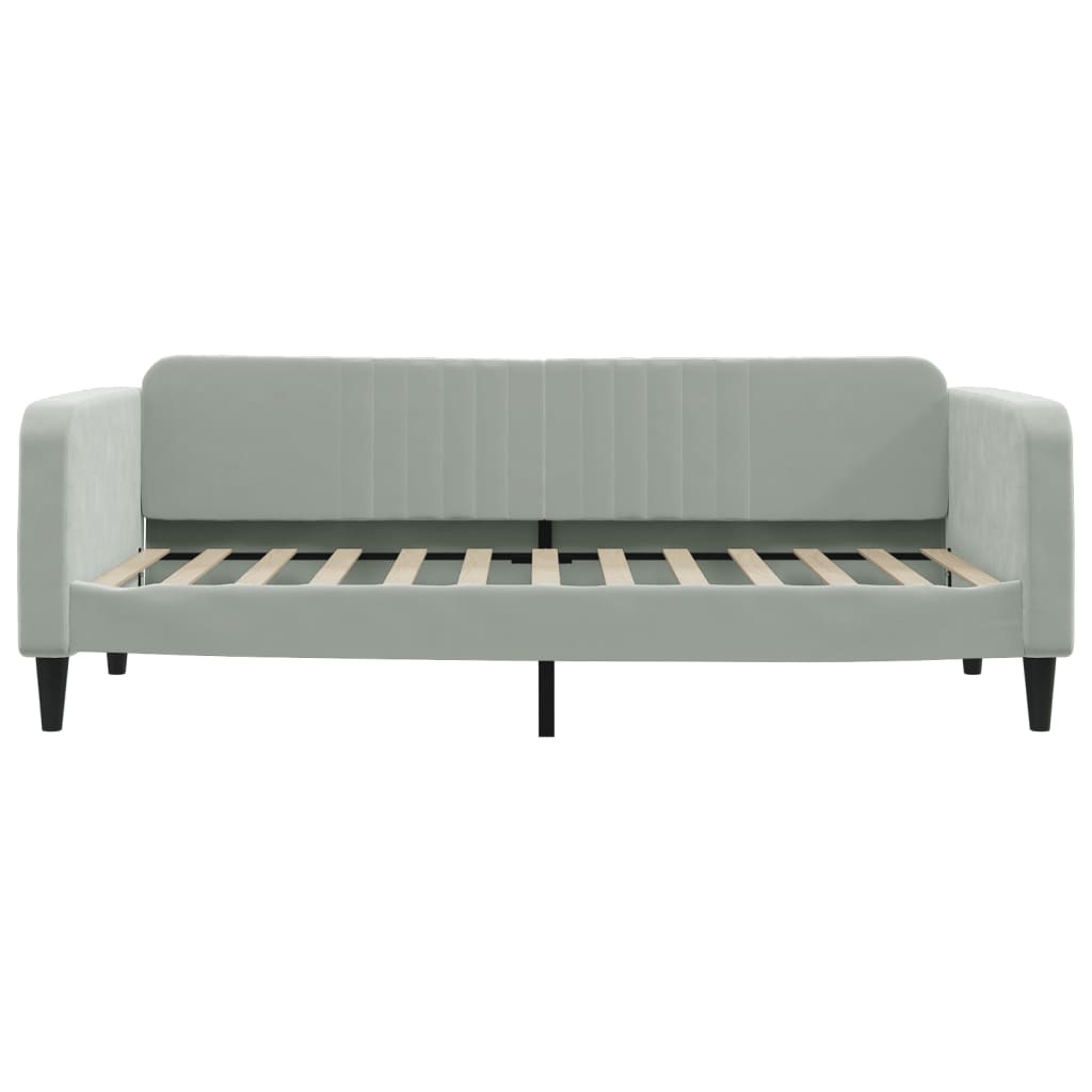 Slaapbank met onderschuifbed 90x200 cm fluweel lichtgrijs