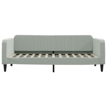 Slaapbank met onderschuifbed 90x200 cm fluweel lichtgrijs